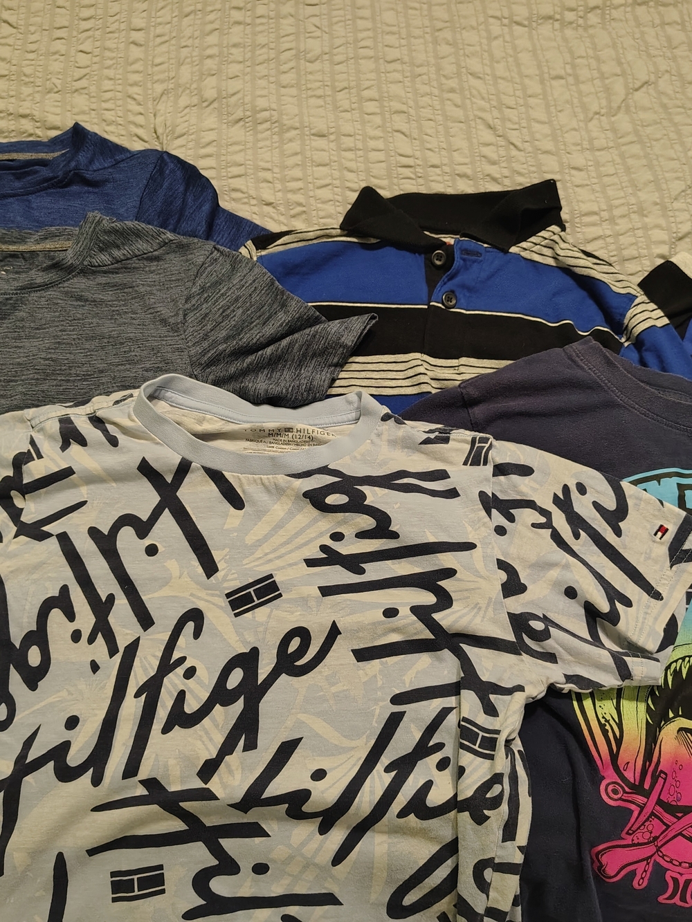 Lot Of 7 Boys Pre-owned Graphic Logo Shirts Size 8-14